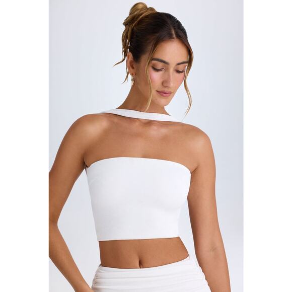 Oh Polly Choker-Detail Bandeau Top - XS - White - Picture 3 of 6